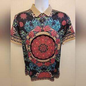 NWT Barabas Men's Rhinestone Embellished Polo Shirt